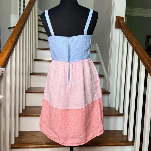 Cynthia Rowley Color Block Linen Summer Dress - Picture 4 of 8
